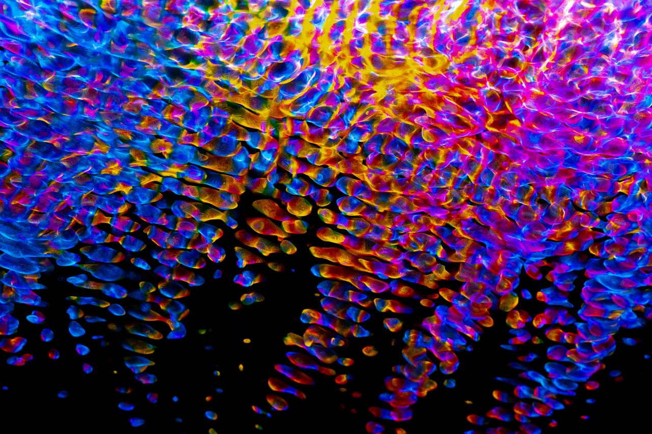 Eye-catching abstract art featuring multicolored fluid patterns in vibrant hues.